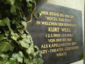 Gedenktafel Kurt Weill in Lüdenscheid
