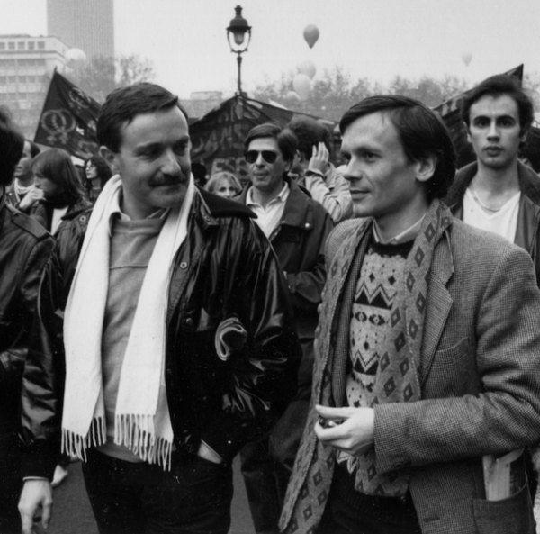 Yves Navarre und Jean Le Bitoux in Paris bei der Demonstration für Lesben- und Schwulen-Rechte, 4. April 1981 (Foto: © ClaudeTruong-Ngoc)