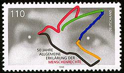 Deutsche Post: Briefmarke '50 Jahre Erklärung der Menschenrechte' (1998)