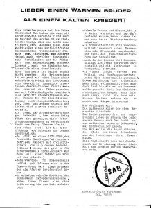 SAB Schwule Aktion Bremerhaven, Flugblatt, Herbst1981
