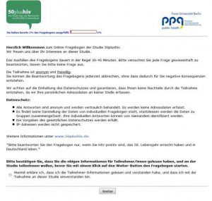 50plusHIV online-Fragebogen (Screenshot UW)