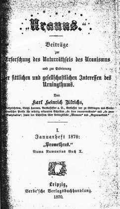 Umschlag der Zeitschrift Uranus, von Karl Heinrich Ulrichs verfasst und 1870 veröffentlicht
