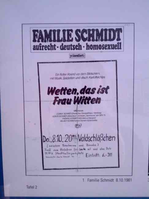 Familie Schmidt / Wetten das ist Frau Witten, Plakat für Auftritt im Waldschlößchen 1981