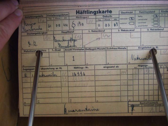 'Häftlingsart § 175" - Häftlingskarte, KZ Neuengamme