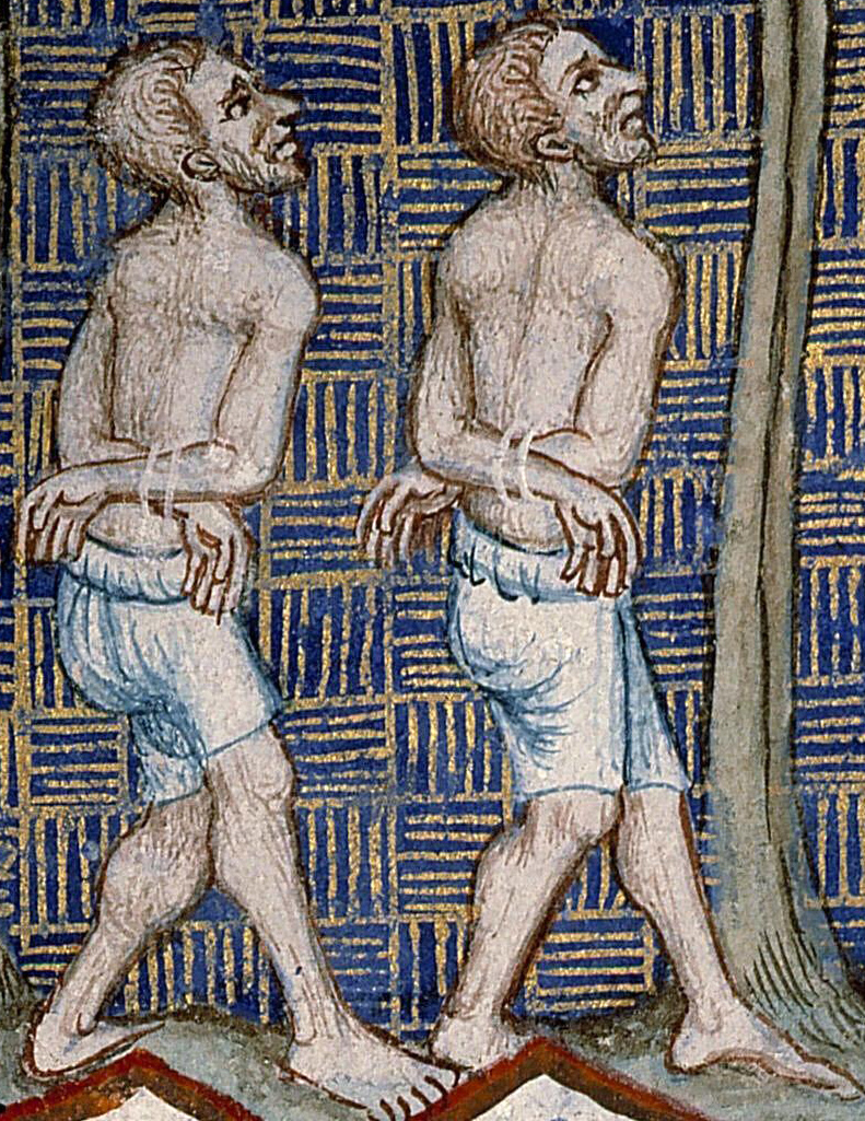 Zwei Männer in Braies / Brouches (Saint Geneviève Bibel, um 1370, gemeinfrei)