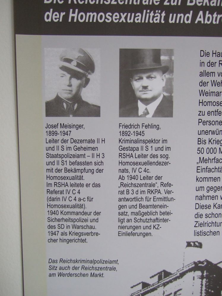 Potsdam Ausstellung Homosexuellenverfolgung 1933-45 (2009; Tafel über Meisinger, Fehling)