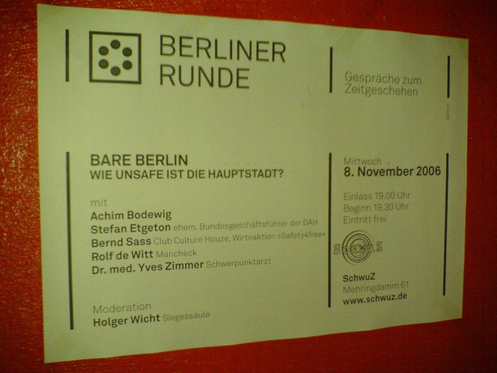 Bareback Diskussion Schwuz Berlin November 2006