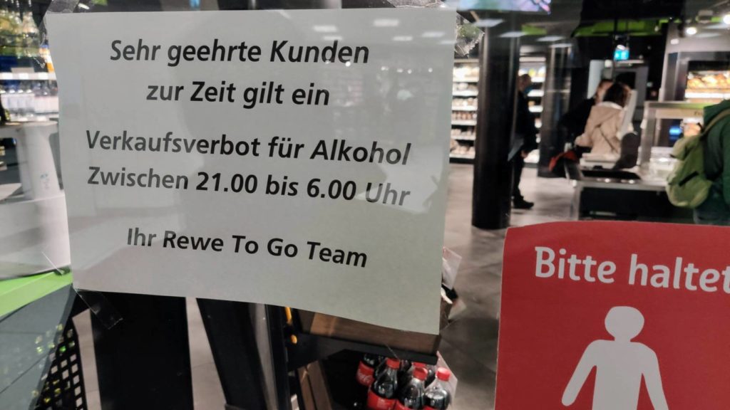 Alkohol Verkauf verboten nachts